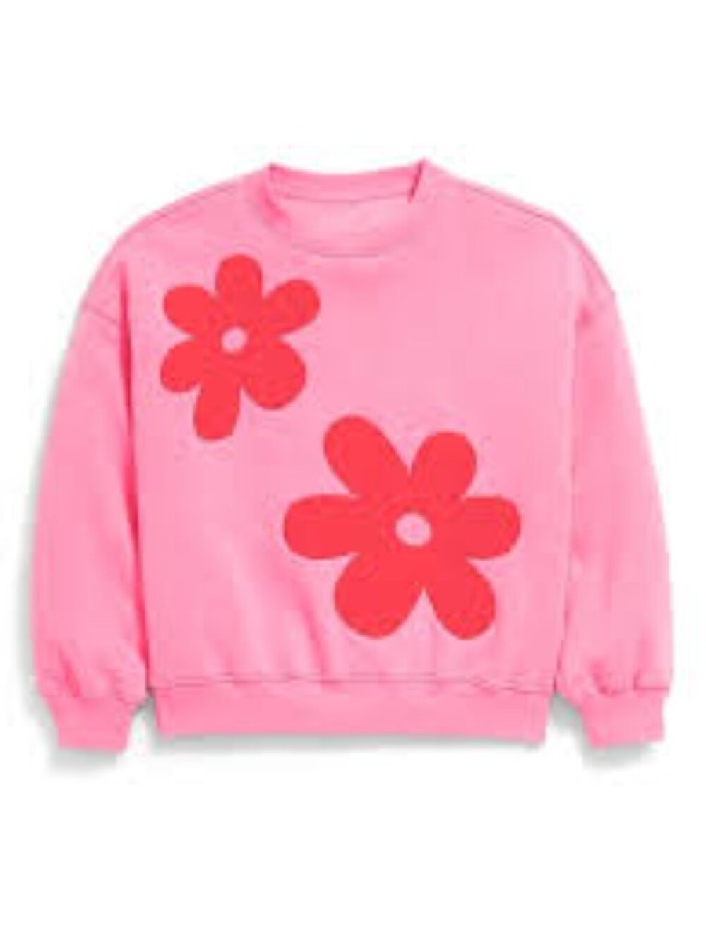 Girls Oversized Pink Flower Sweatshirt